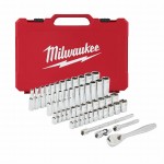 Zestaw nasadek metrycznych i calowych z grzechotką 1/4" 50 elementów Milwaukee 